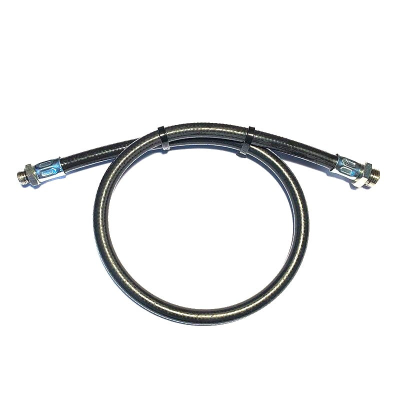 Fleksibel stålomspunnet sort slange for demper/belg - 100cm
